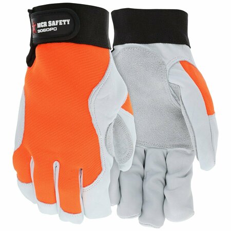 MCR SAFETY Gloves, MCR MT Goat w/ Cow DPalm L 906DPOL